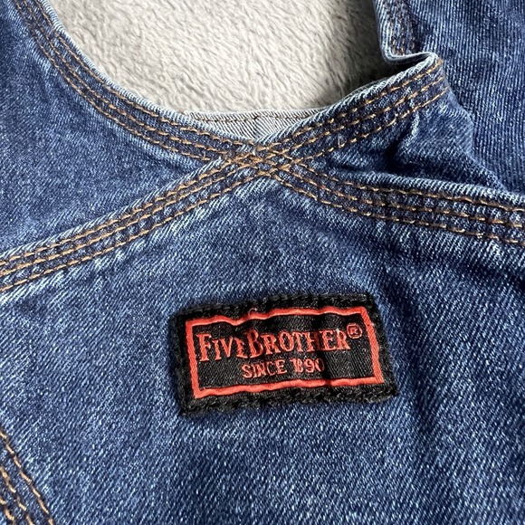 FiveBrother Bib Overalls 38x34 Blue Carpenter Workwear Construction Denim - Picture 5 of 11